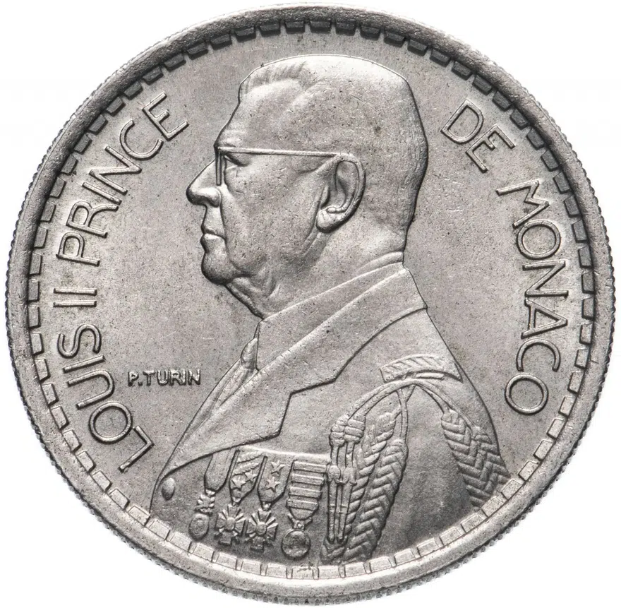 Монако 10 франков 1946, реверс