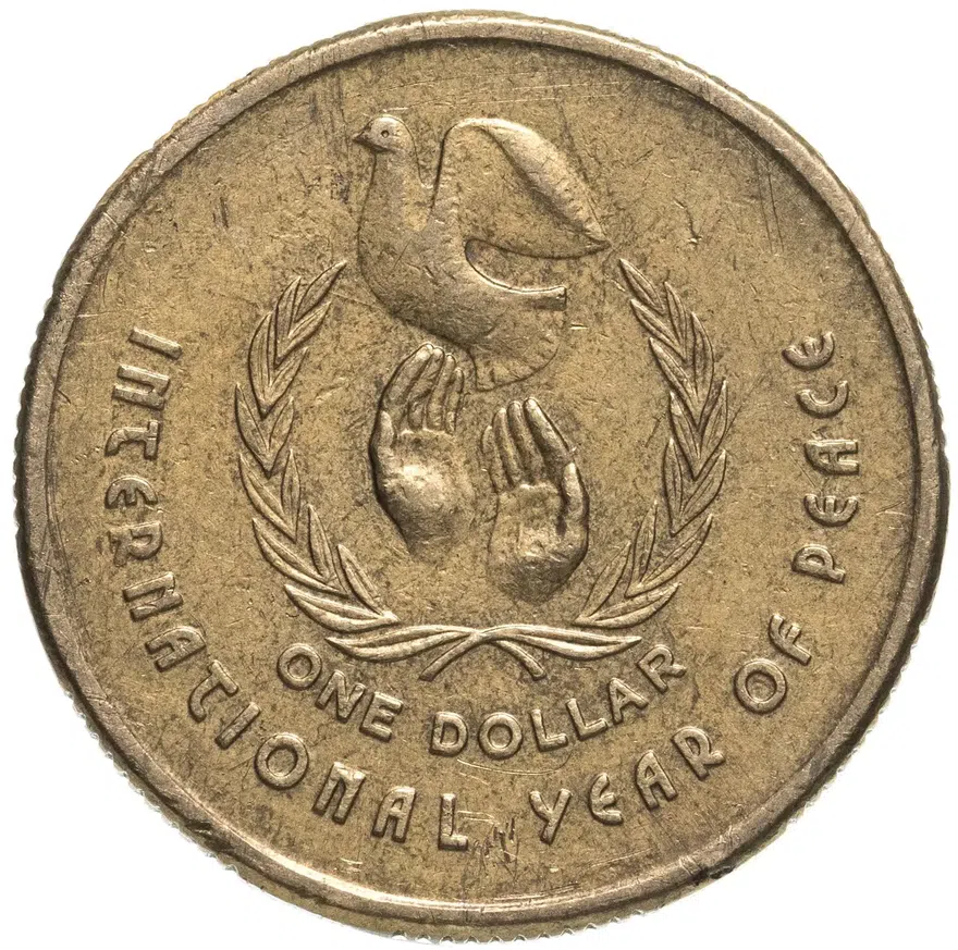 Австралия 1 доллар (dollar) 1986  Международный год мира, реверс