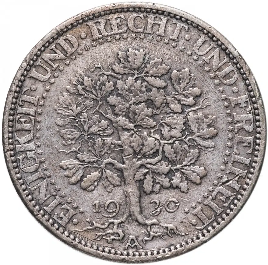 Германия 5 рейхсмарок (reichsmark) 1930 "A"