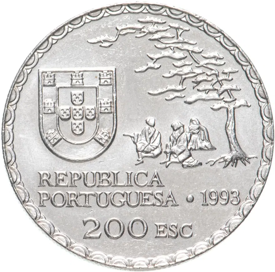 Португалия 200 эскудо (escudos) 1993 "450 лет искусству намбан", реверс