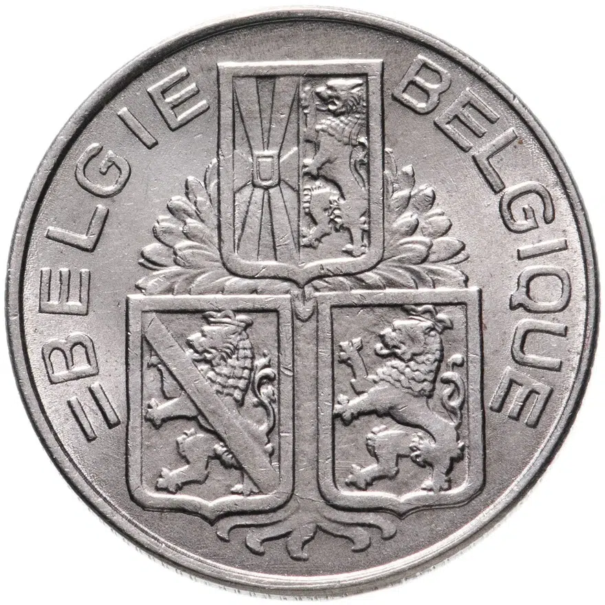 Бельгия 1 франк (franc) 1940   надпись - "BELGIE - BELGIQUE", реверс