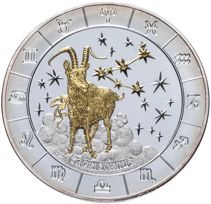 Руанда  1000 франков (francs) 2009 "Знаки зодиака - Козерог" с сертификатом, реверс