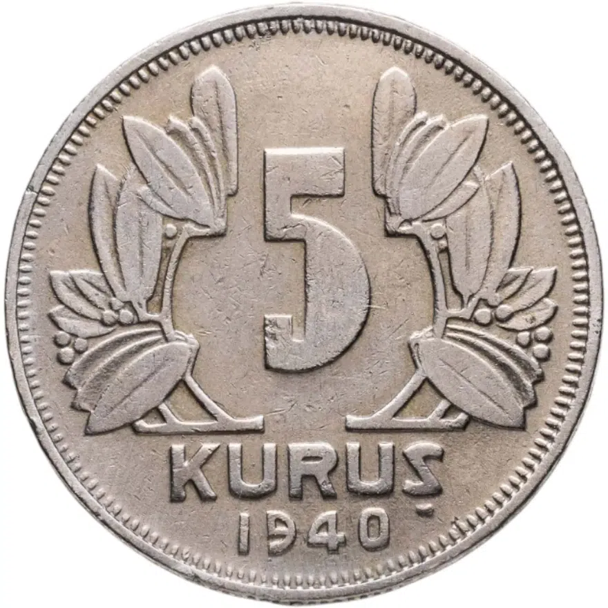 Турция 5 курушей (kurus) 1940