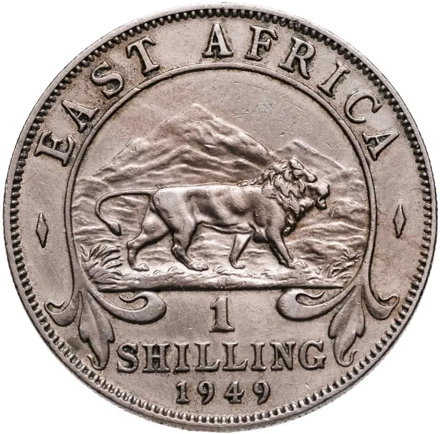 Британская Восточная Африка 1 шиллинг (shilling) 1949 Знак монетного двора: "H" - Хитон, Бирмингем, аверс