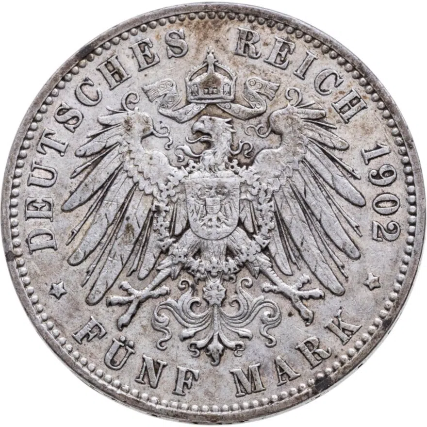 Германия (Империя) 5 марок (mark) 1902, реверс