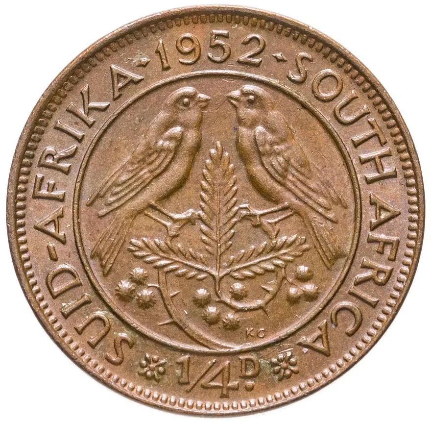 ЮАР 1/4 пенни (penny) 1952, аверс