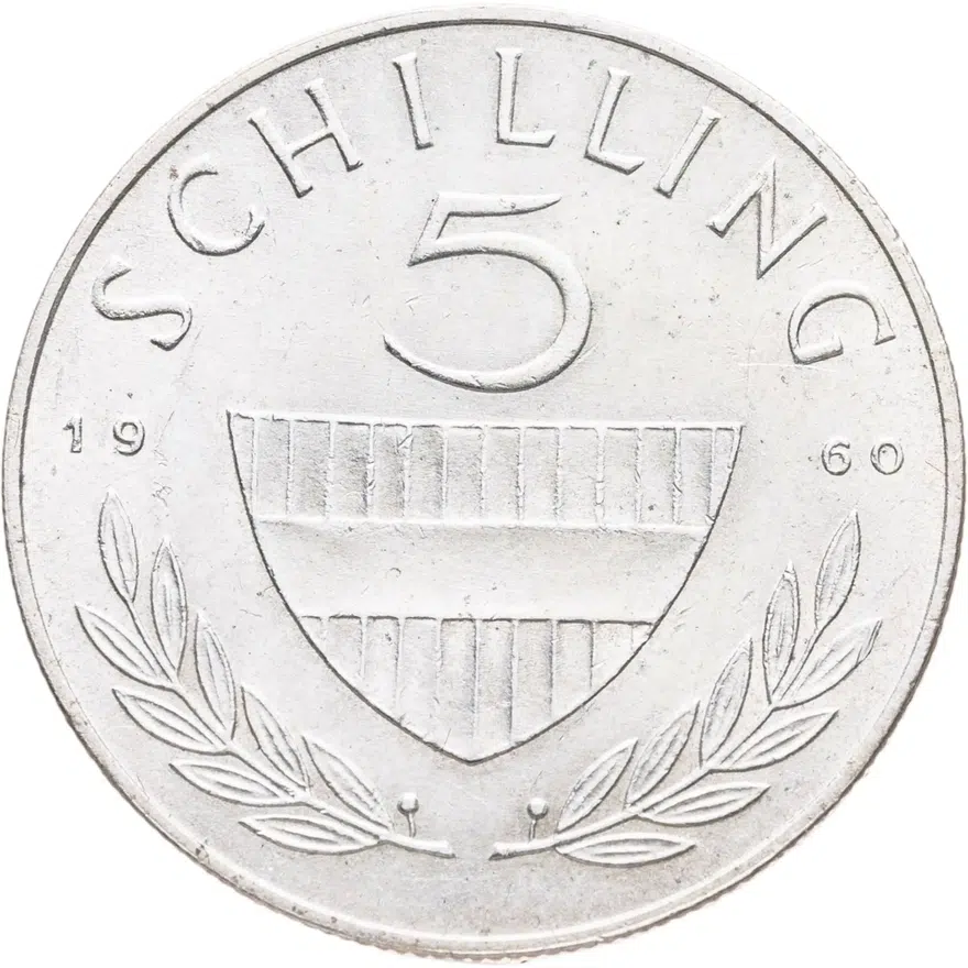 Австрия 5 шиллингов (shilling) 1960, аверс