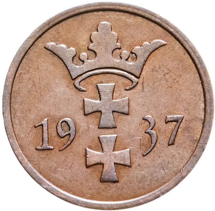 Данциг 2 пфеннига (pfennig) 1937, реверс