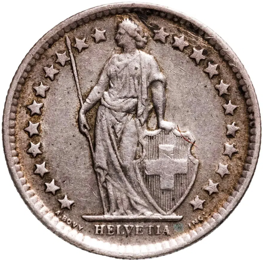 Швейцария 1/2 франка (franc) 1962