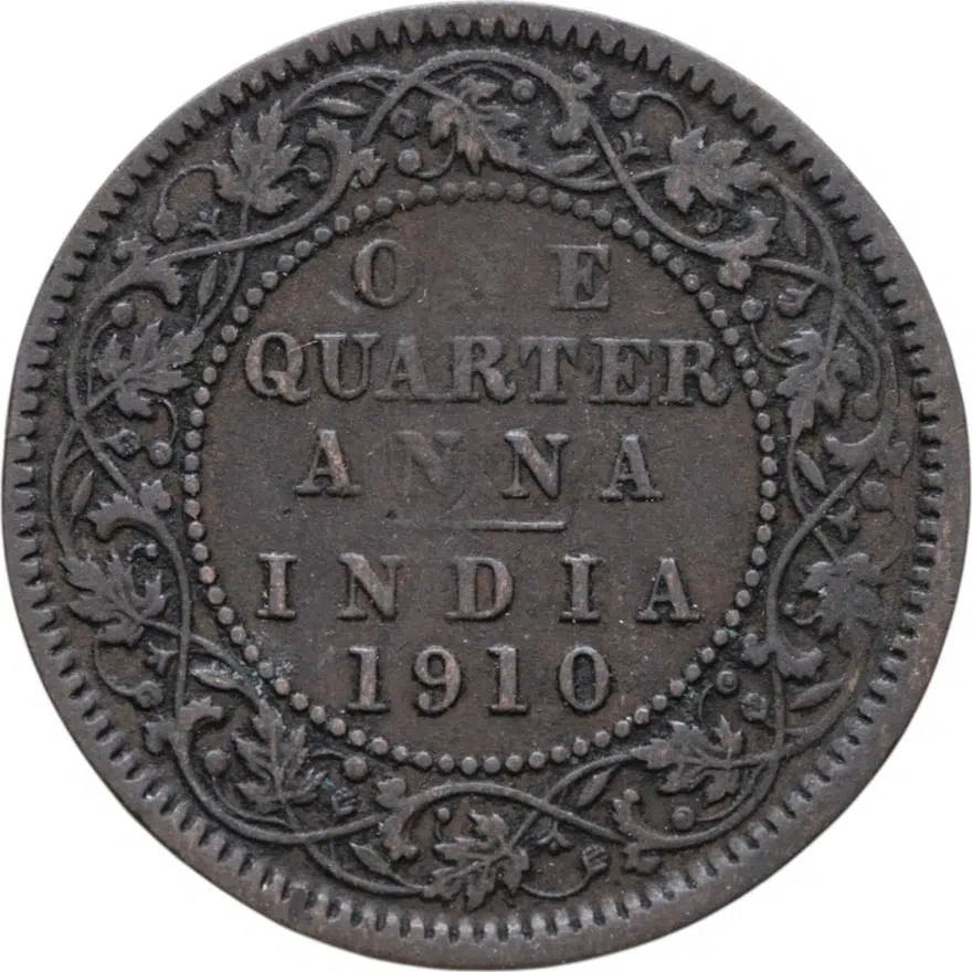 Индия (Британская) 1/4 анны (anna) 1910, аверс