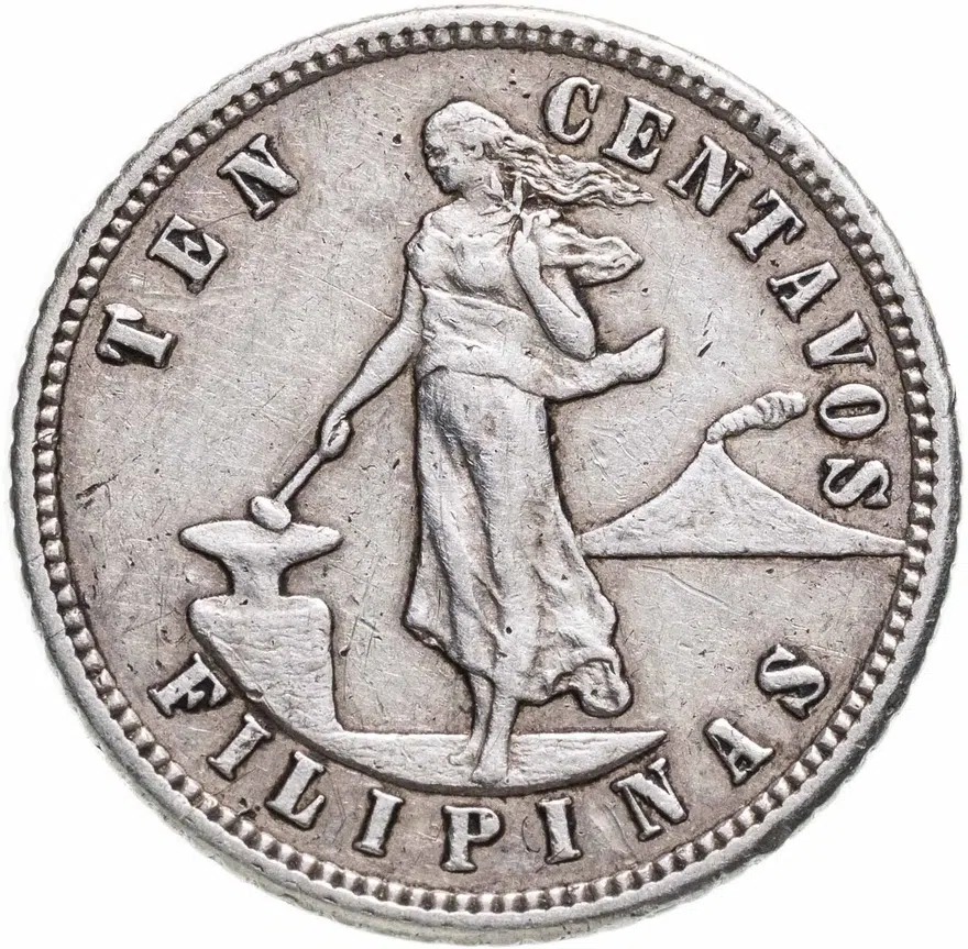Филиппины 10 сентаво (centavos) 1904, знак монетного двора: "S" - Сан-Франциско