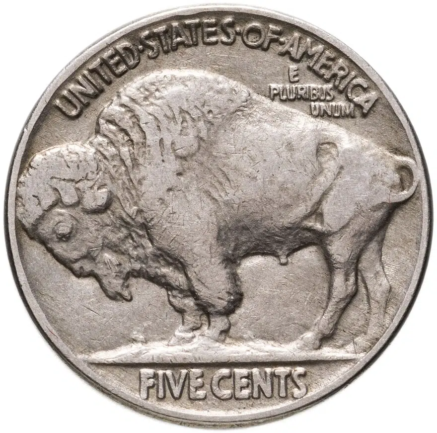 США 5 центов (cents) 1936  Buffalo Nickel Без отметки монетного двора, реверс