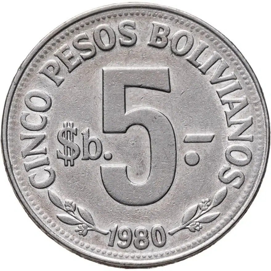 Боливия 5 песо (pesos) 1980
