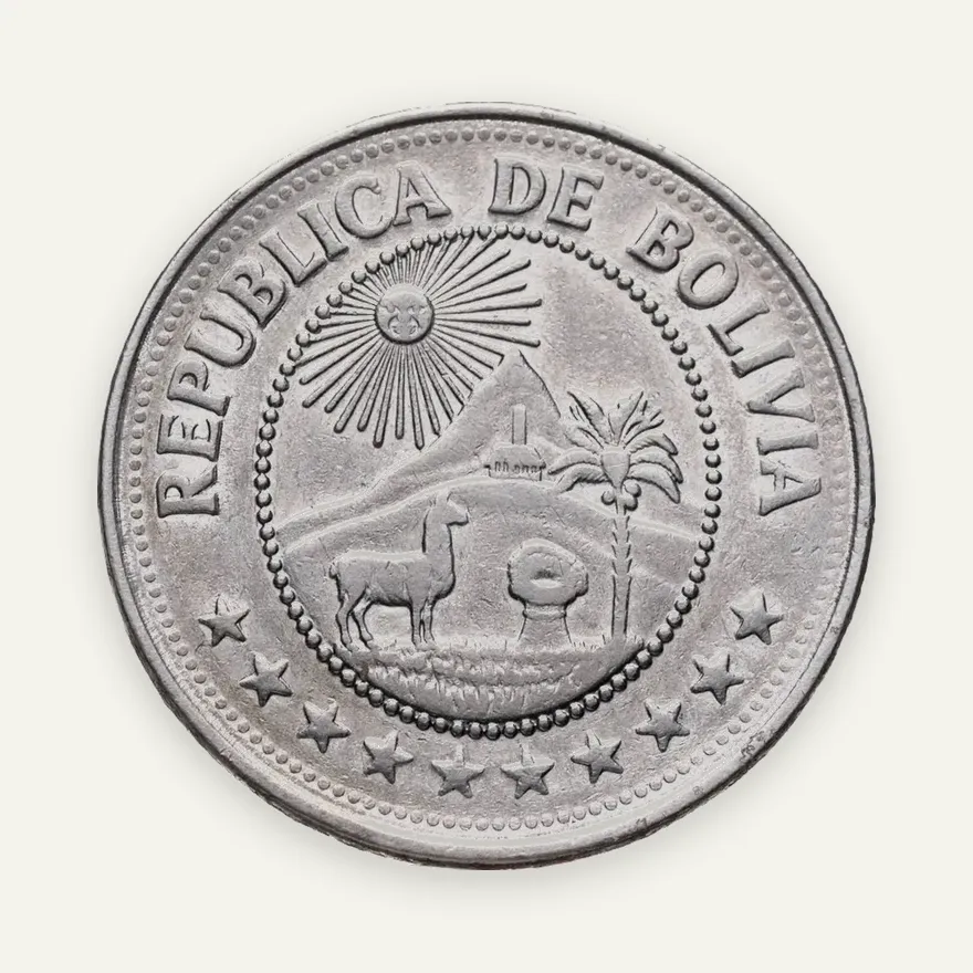 Боливия 5 песо (pesos) 1980, реверс