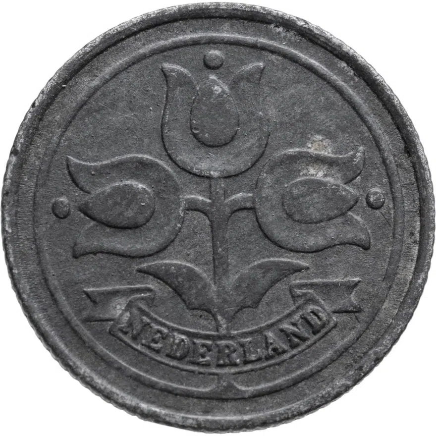 Нидерланды 10 центов (cents) 1942   цинк (аверс - три тюльпана), реверс