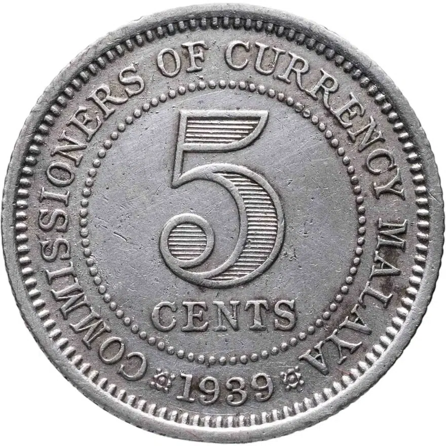 Малайя 5 центов (cents) 1939