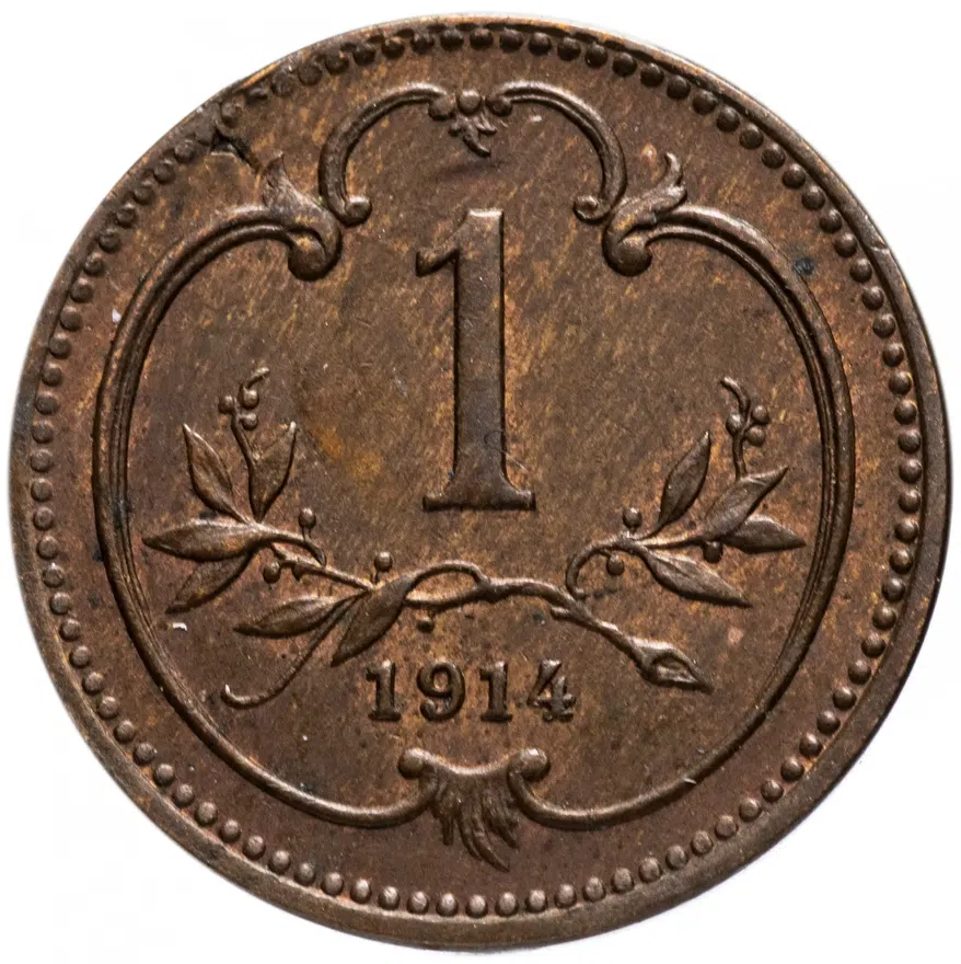Австрия 1 геллер (heller) 1914, реверс