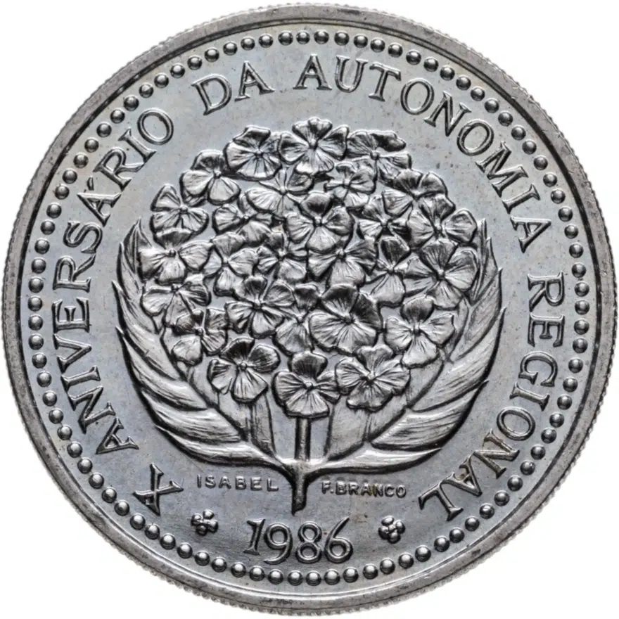 Португалия 100 эскудо (escudos) 1986  10 лет автономии Азорских островов