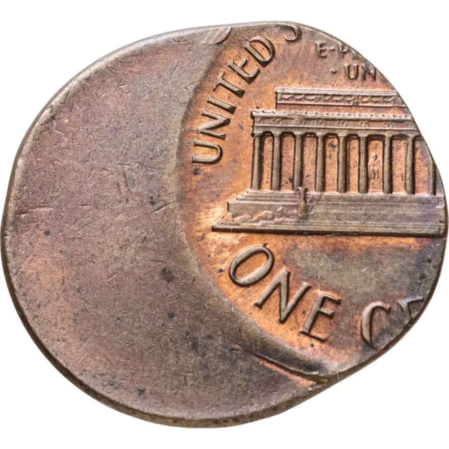 США 1 цент (cent) 1983  Мемориал Линкольна (Lincoln Memorial Cent) без обозначения монетного двора, БРАК смещение, реверс
