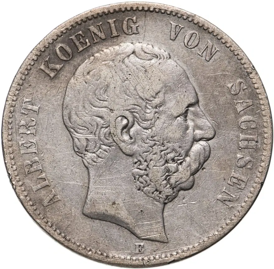 Германская империя (Саксония) 5 марок 1875, аверс