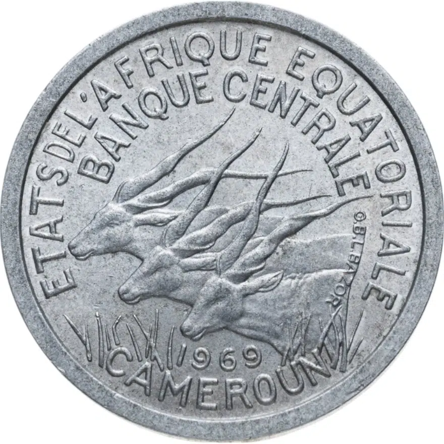 Экваториальная Африка, Камерун 1 франк (franc) 1969, реверс