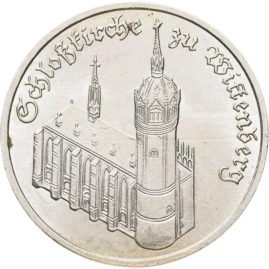 Германия (ГДР) 5 марок (mark) 1983  Замковая церковь в Виттенберге