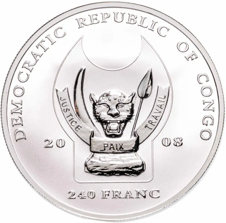 Конго (ДРК) 240 франков (francs) 2008  "Большая пятёрка Африки - Африканский буйвол", реверс