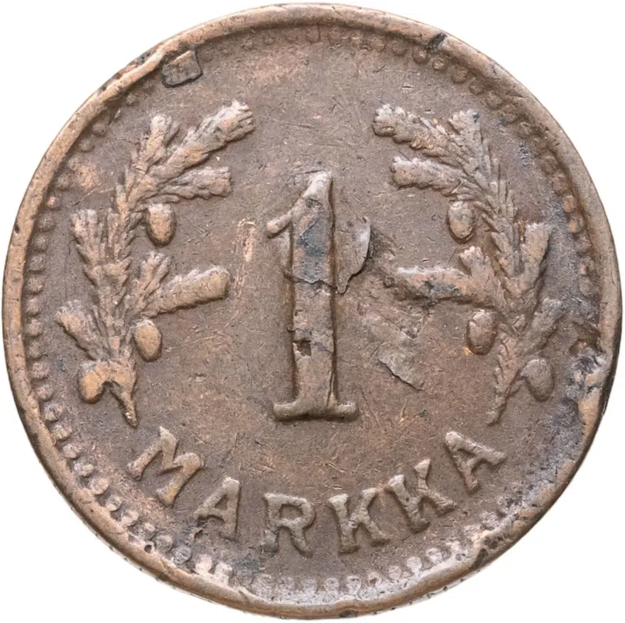 Финляндия 1 марка (markka) 1951  Медь /коричневый цвет/