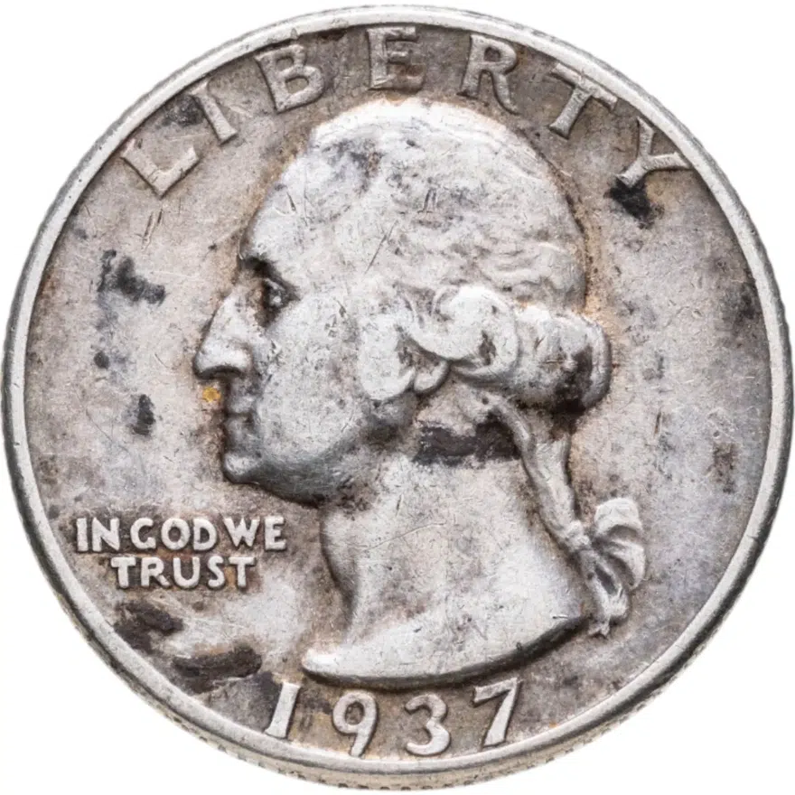 США 25 центов (квотер, 1/4 доллара, quarter dollar) 1937  Washington Quarter Без отметки монетного двора, аверс