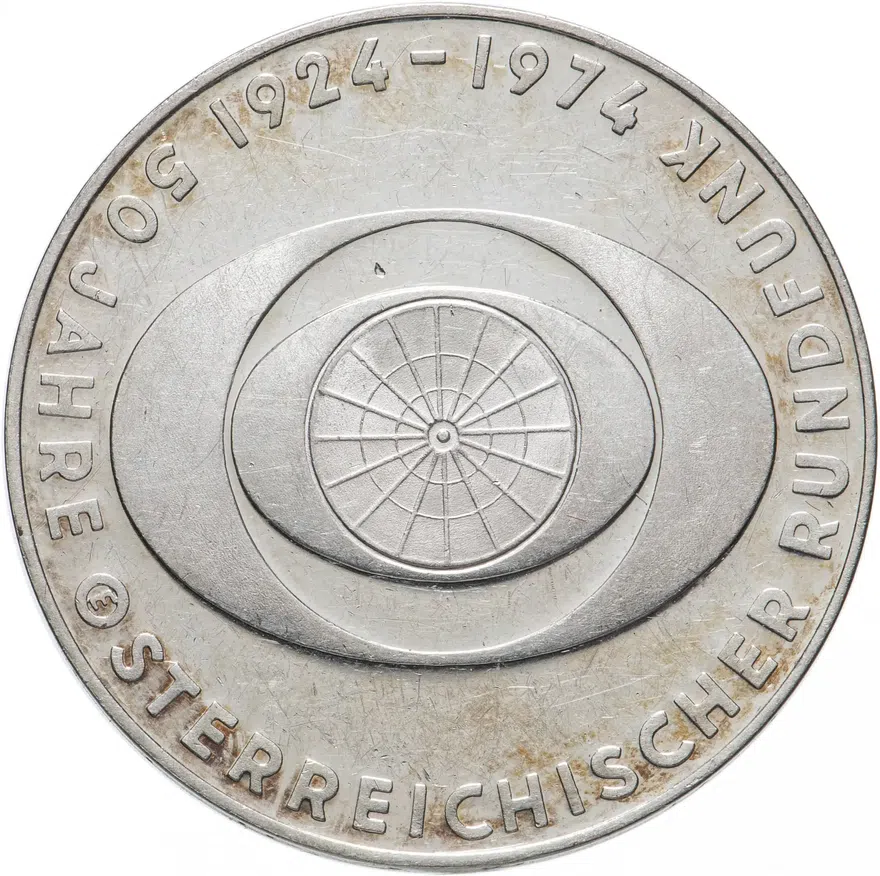 Австрия 50 шиллингов (shilling) 1974  50 лет Австрийскому радио, аверс
