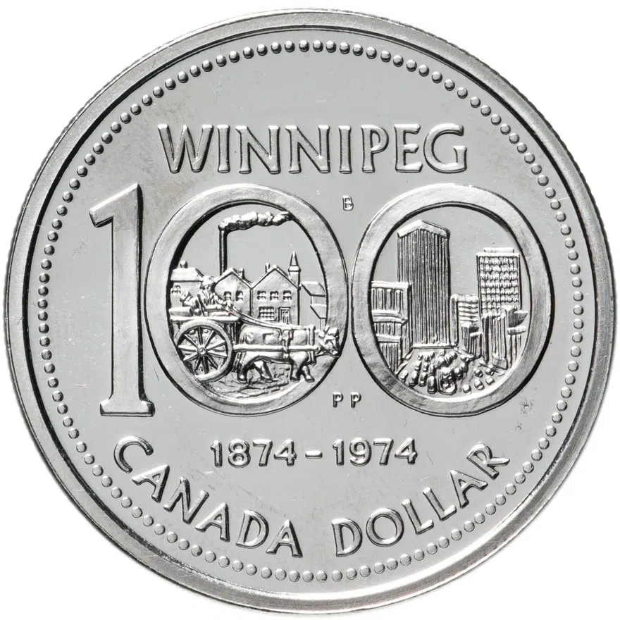 Канада 1 dollar (доллар) 1974 "100 лет Виннипегу"
