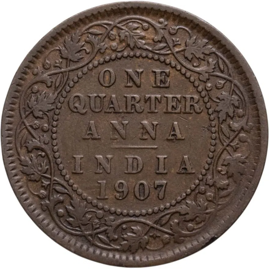 Индия (Британская) 1/4 анны (anna) 1907, реверс