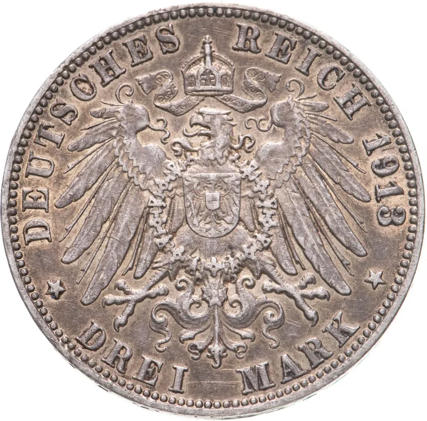Германия (Гамбург) 3 марки 1913, реверс