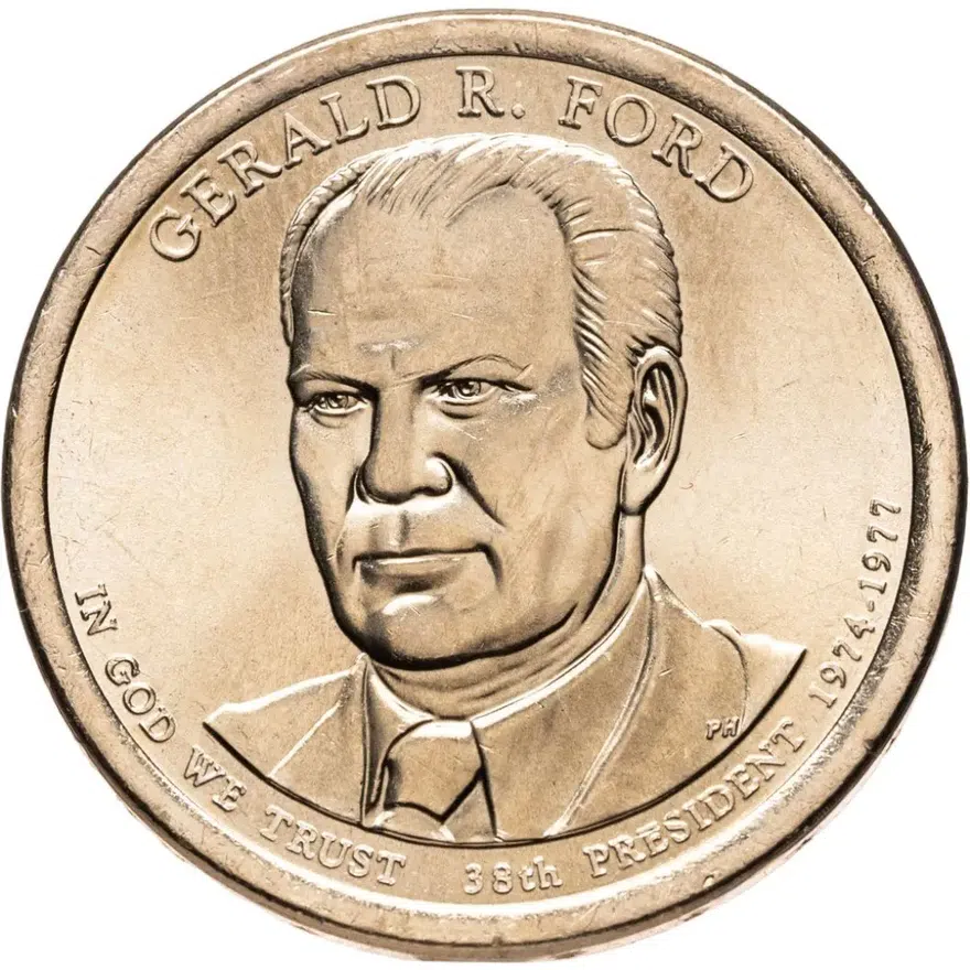 США 1 доллар (dollar) 2016 D Президент США - Джеральд Форд (1974–1977) знак монетного двора: "D" - Денвер