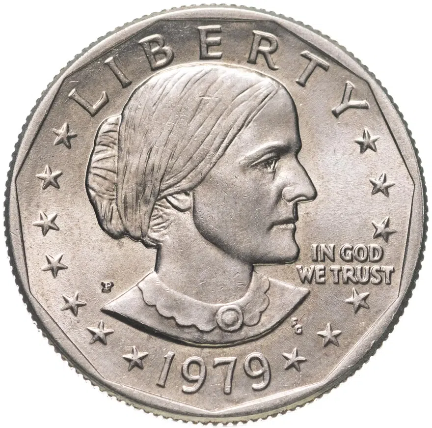 США 1 доллар (dollar) 1979 P доллар Сьюзен Энтони знак монетного двора "P" - Филадельфия, аверс