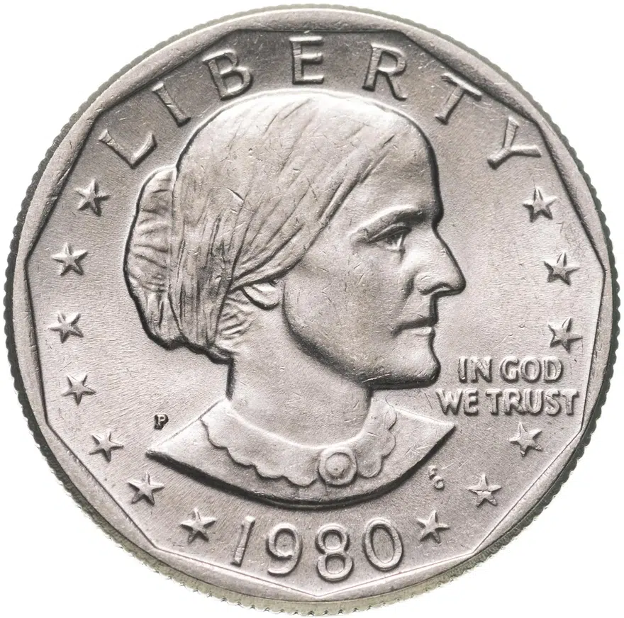 США 1 доллар (dollar) 1980 P доллар Сьюзен Энтони знак монетного двора "P" - Филадельфия