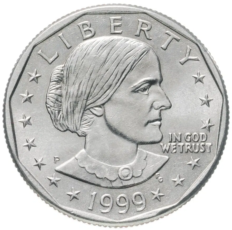 США 1 доллар (dollar) 1999 P доллар Сьюзен Энтони знак монетного двора "P" - Филадельфия, аверс