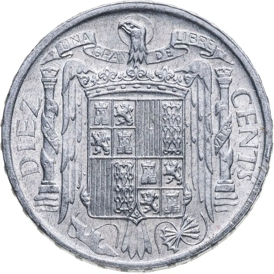 Испания 10 сентимо (centimos) 1953, реверс