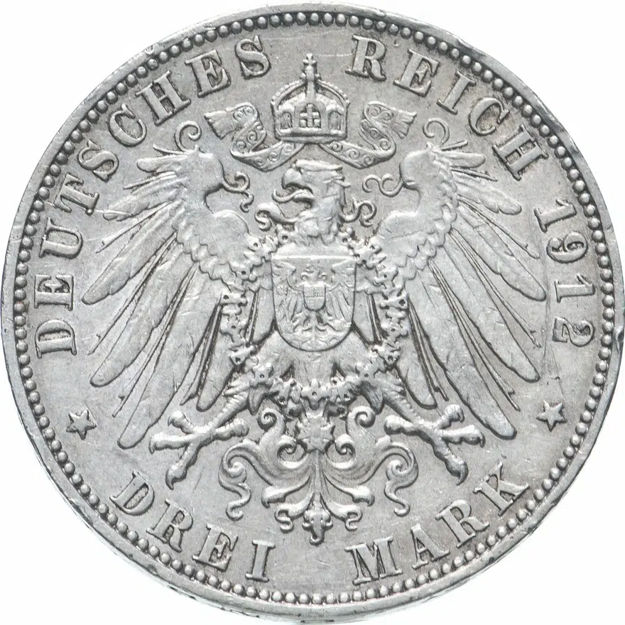 Саксония 3 марки (mark) 1912, реверс