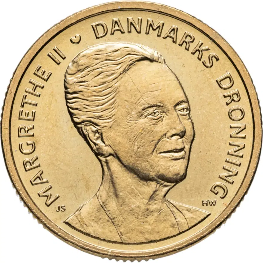 Дания 20 крон (kroner) 2015  75 лет со дня рождения Королевы Маргрете II, аверс