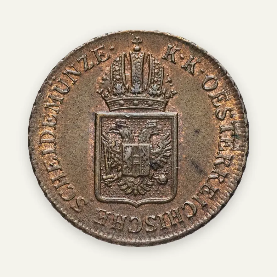 Австрия 1/2 крейцера (kreuzer) 1816 A  знак монетного двора "A" - Вена, реверс