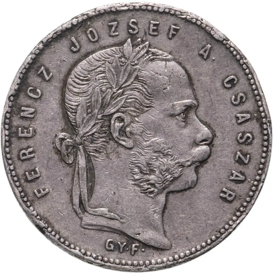 Венгрия 1 форинт (forint) 1868 GYF  знак монетного двора "GYF" - Карлсбург