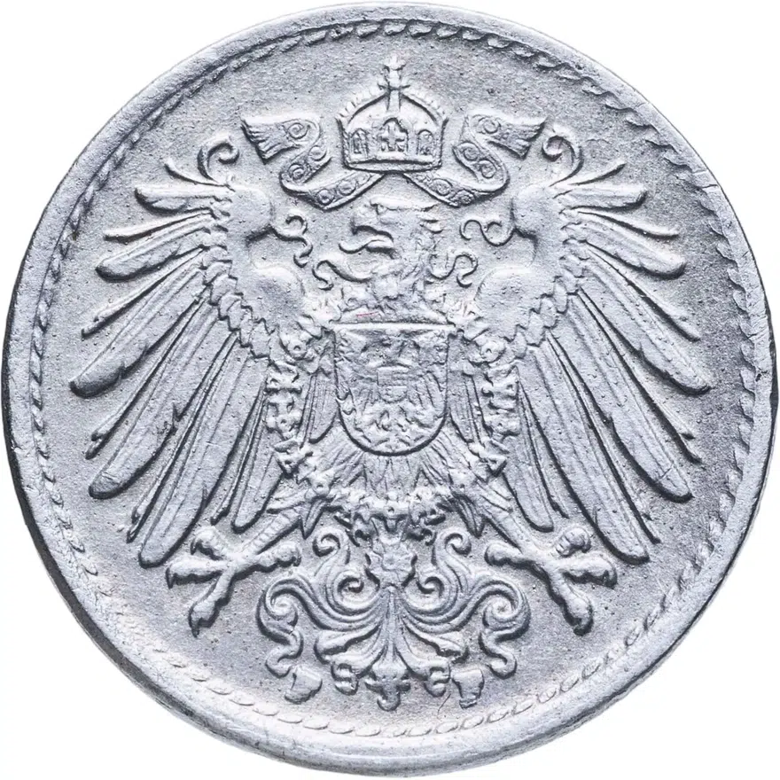 Германия 5 пфеннигов (pfennig) 1919 F  знак монетного двора: "F" - Штутгарт, реверс
