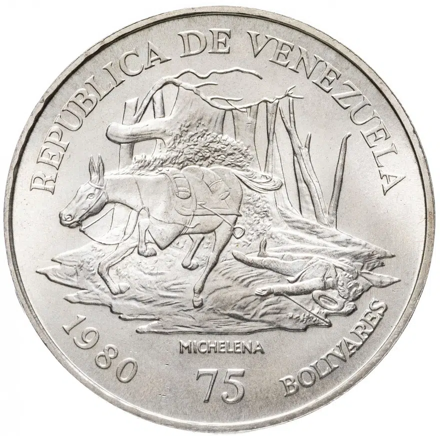 Венесуэла 75 боливаров (bolivares) 1980 "150 лет со дня смерти Антонио Хосе де Сукре"