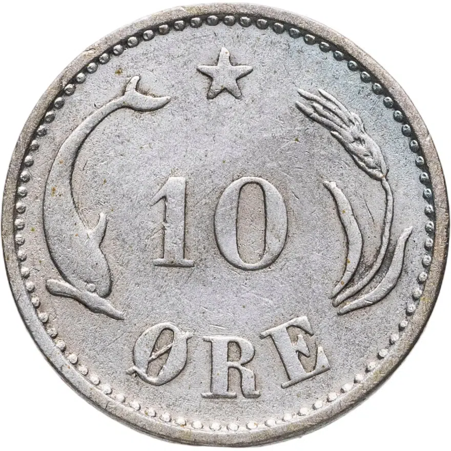 Дания 10 эре (ore) 1891, аверс
