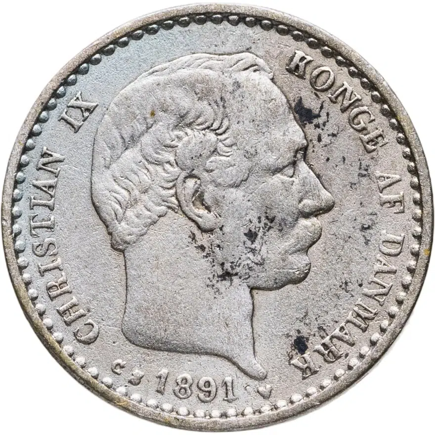 Дания 10 эре (ore) 1891, реверс