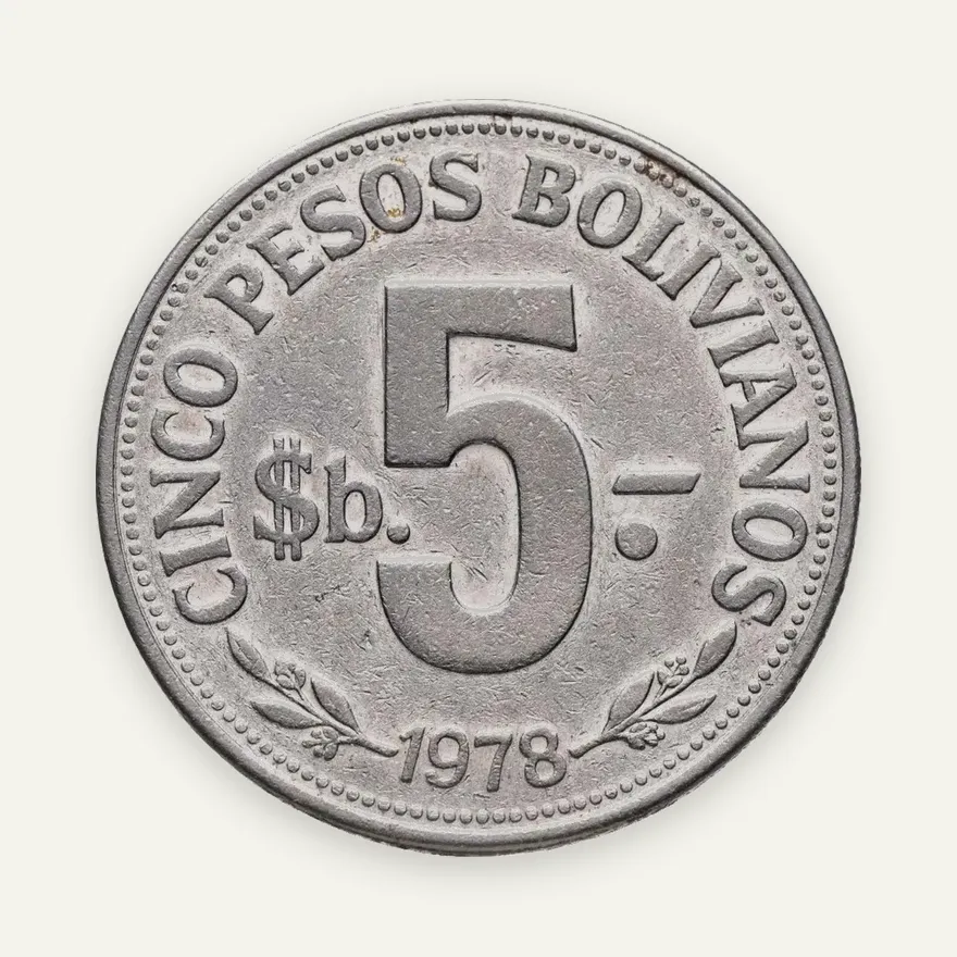 Боливия 5 песо (pesos) 1978, реверс