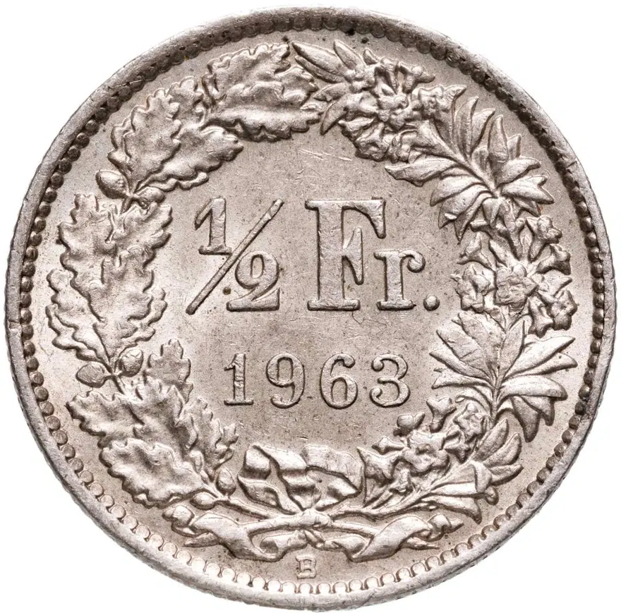 Швейцария 1/2 франка (franc) 1963, аверс