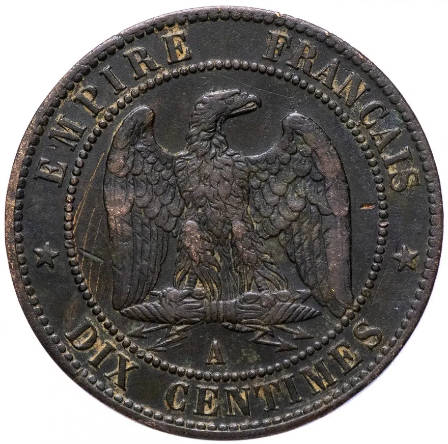 Франция 10 сантимов 1862, реверс