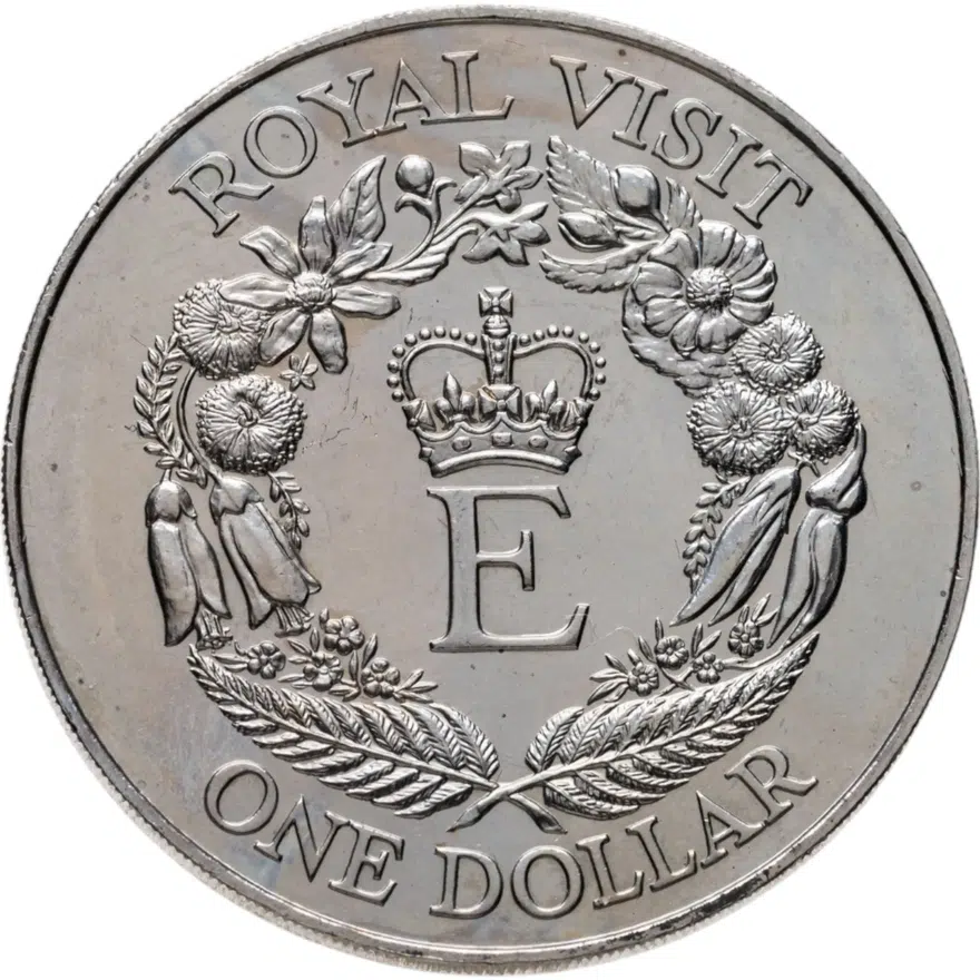 Новая Зеландия 1 доллар (dollar) 1986  "Королевский визит"